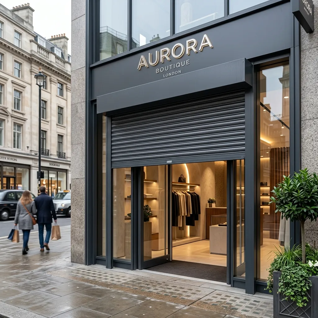 Shop front with rolling shutter