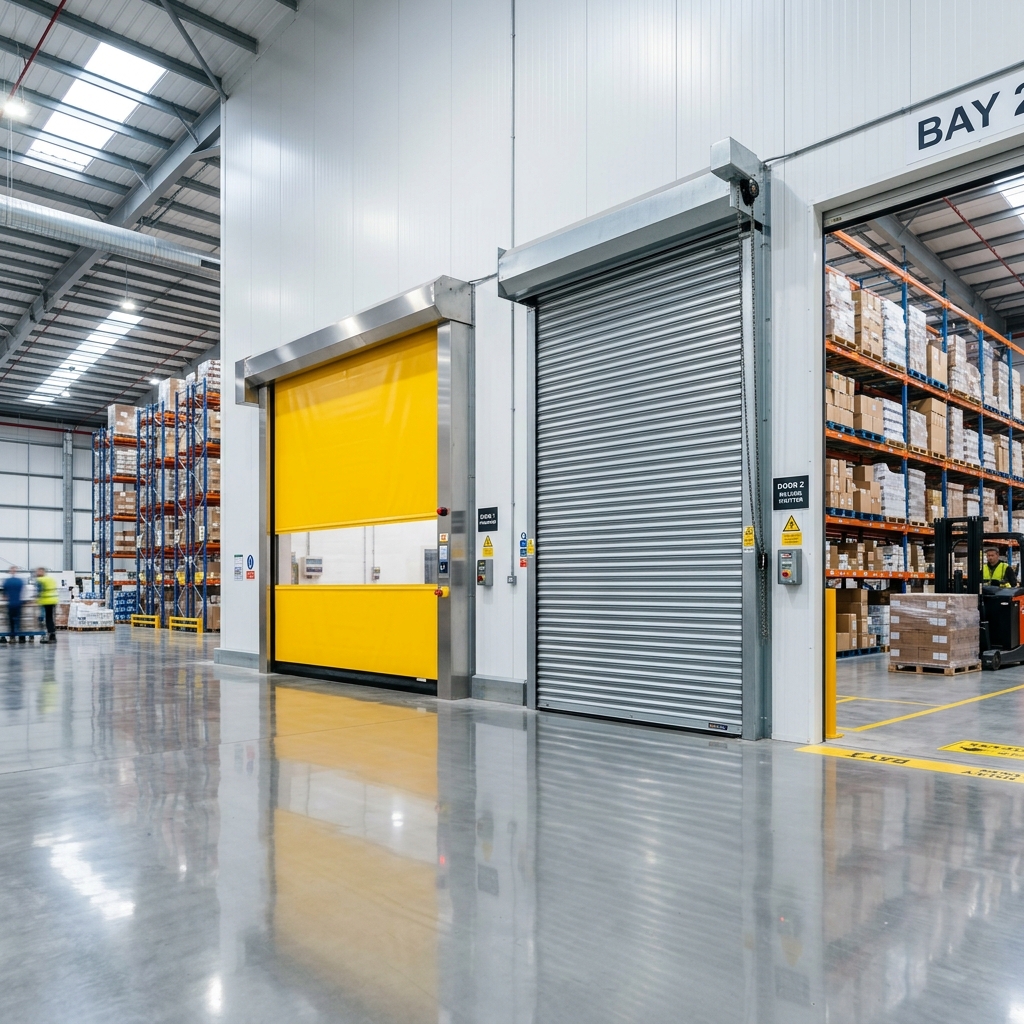 Industrial facility with large door opening